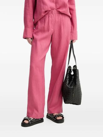 Samsøe & Samsøe elasticated-waist linen trousers - women - Linen/Flax - S - Pink