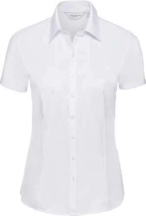 Russell Athletic Russell Collection Effen overhemd met korte mouwen in visgraatmotief voor dames/dames (Wit)
