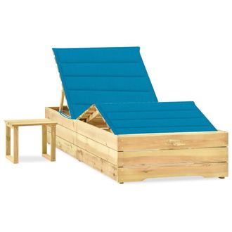 vidaXL Tumbona De Jard&iacute;n Con Mesa Y Coj&iacute;n De Madera De Pino Impregnada Vidaxl
