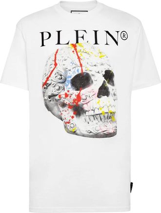 Philipp Plein T-Shirt Ronde Hals Skull - Heren - T-shirts - Wit - 3XL - Katoen - Tops