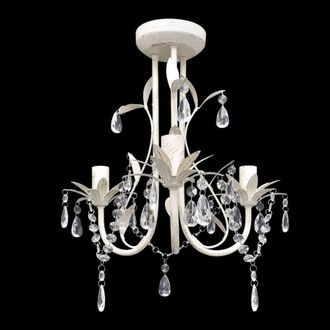 Berkfield Home Stunning Crystal Pendant Ceiling Lamp Chandeliers 4 pcs Elegant White