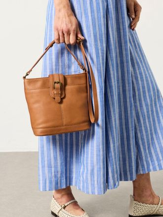 Fat Face FatFace Tan Brown Leather Bucket Bag