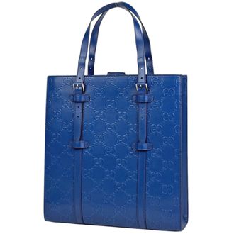 Gucci Blue Leather Tote Bag (Pre-Owned)