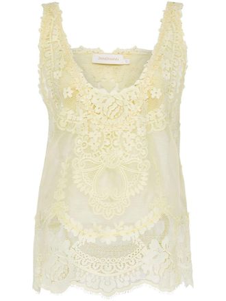 Zimmermann Natura floral-lace tank top - Yellow