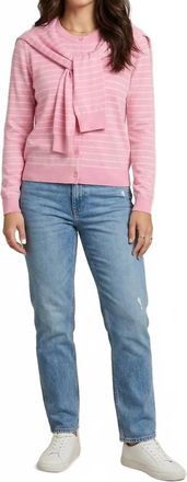 Elliott Lauren Fake Out Button Front Sweater In Light Pink