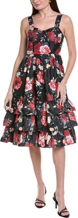 Gracia Floral Sweetheart Sleeveless Tiered A-Line Dress
