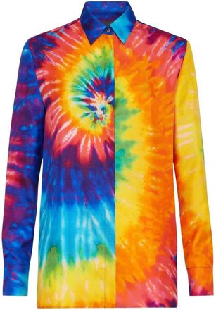 Philipp Plein Zijden overhemd met tie-dye print - Dames - Overhemden - Veelkleurig - M - Overhemden