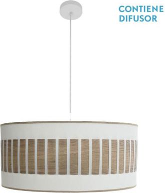 Fabrilamp Colgante Ivanna 3xe27 Blanco/blanco-madera Clara Regx60x60 Cm