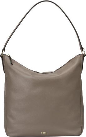 BOSS Alyce Leather Hobo Bag in Medium Brown at Nordstrom