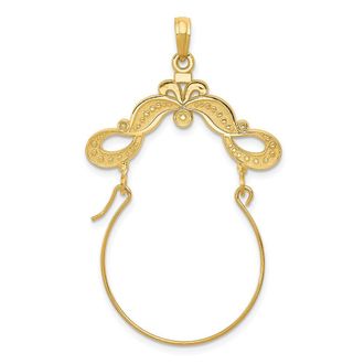 Diamond2Deal 14k Yellow Gold Polished Ribbon Decorated Charm Holder