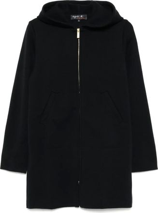 agnès b. merino wool zipped coat - women - Merino - 3 - Black