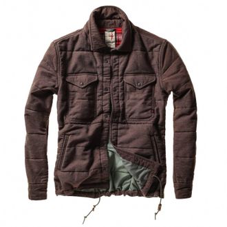 Relwen Mens Moleskin Snap Jacket In Dark Brown