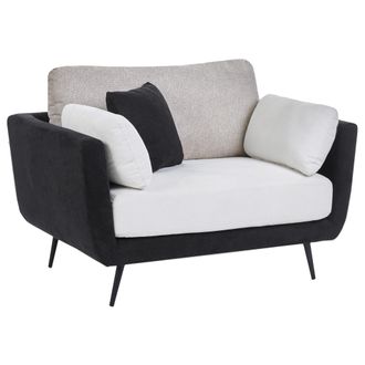 Beliani Sill&oacute;n Tapizado En Tela Con Reposabrazos Patas Macizas Cojines Adicionales Repelente Al Agua Negro Bolga