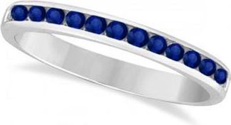 Allurez Channel-Set Blue Sapphire Stackable Ring 14k White Gold (0.40ct)