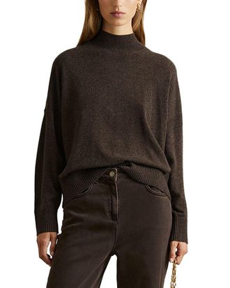 Reiss Alicia Knitted Funnel Neck Wool-Blend Top