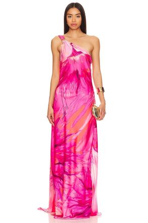 Hemant & Nandita Abira One Shoulder Maxi Dress In Pink
