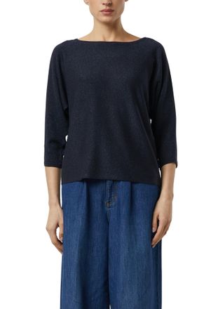 Comma 3/4 Arm-Pullover COMMA, Damen, Gr. 34, navy, Strick, Obermaterial: 62% Lyocell, 32% Baumwolle, 6% Polyester, Glitzermuster, bequem h&uuml;ftbedeckend, Rund