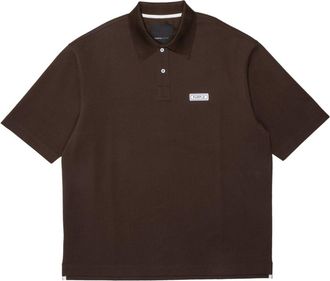 Purple logo-patch piqué polo shirt - men - Lamb Skin - S - Brown