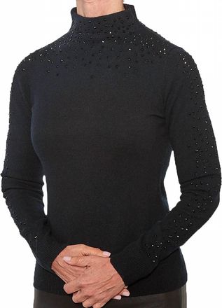 Kinross Cashmere Crystal Explosion Turtleneck Sweater In Black