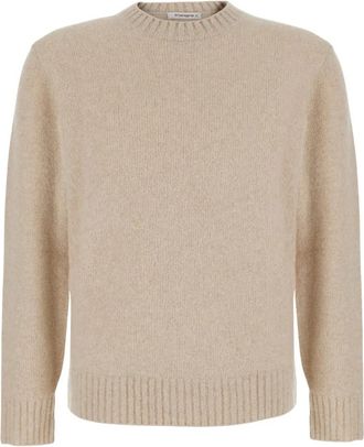 KANGRA Trui met Ronde Hals en Geribbelde Details - Heren - Ronde hals truien - Beige - XL - Wol - Truien & Vesten