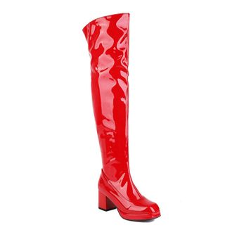 Generic Red,8.5 UK,Platform Knee High Boots for Womens Chunky Block Heel Tall Boot Side Zipper Party Club Fall Winter Dress Shoes