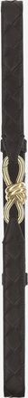 Bottega Veneta Womens Leather Belt With Golden Knot Buckle Dark Brown