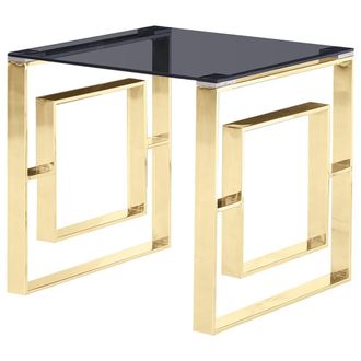 Best Master Furniture Best Master Mallory Stainless Steel and Smoked Glass End Table in Gold
