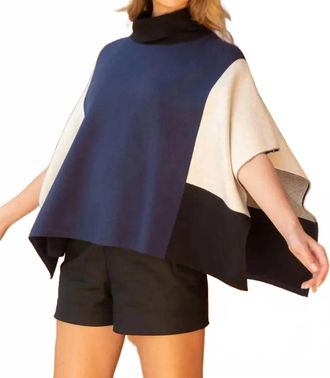 THML Clothing Wave Poncho In Navy