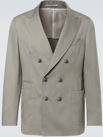 Brunello Cucinelli Double-breasted silk suit jacket