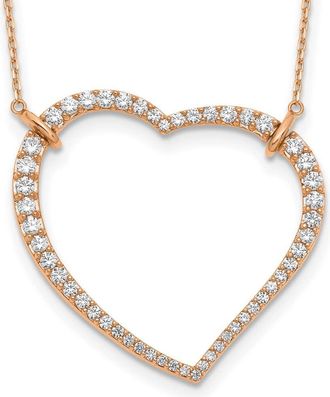 Diamond2Deal 14K Gold 1 3/4 Ct Lab Grown Diamond Open Heart Necklace 18 Clarity VS, Color D-E
