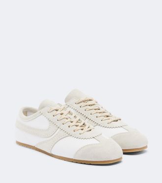 Dries Van Noten Suede-trimmed leather sneakers