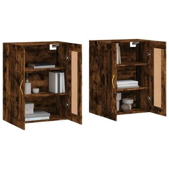 Berkfield Home Wall Mounted Cabinets 2 pcs Smoked Oak Engineered Wood in Brown