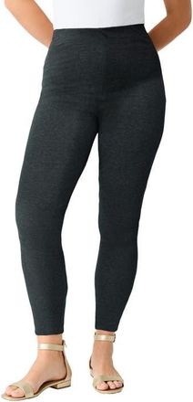 Roaman's Plus Size Essential Stretch Ankle Length Pull On Legging in Heather Charcoal at Nordstrom, Size Medium