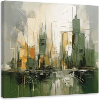 Artgeist Artgeist - Quadro Su Tela, Citt&agrave; Astratta Verde - 30x30