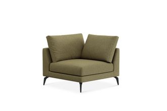 Castlery Lena Corner Sofa Customized, Performance Boucle Moss, Matte Black Legs, Spill Resistant, Removable Covers for Sofas