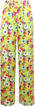Msgm Bloemen Wijde Pijp Broek - Dames - Wijde Broeken - Veelkleurig - XS - Polyester - Broeken