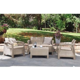 Keter set da giardino corfu lounge colore cappuccino, 4 posti