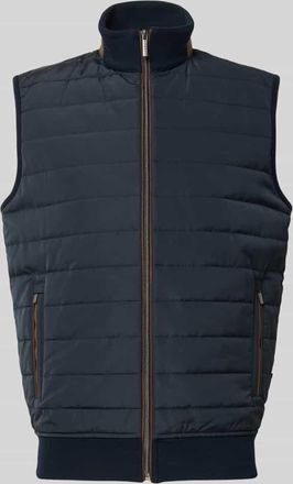 Bugatti Regular Fit Weste aus Baumwoll-Mix in Stepp-Optik in Marine, Größe XXL