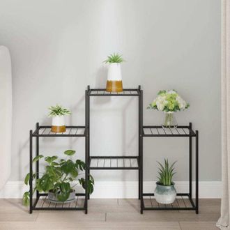 vidaXL Soporte Para Flores De Hierro Negro 83x25x60 Cm Vidaxl