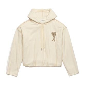 Ami Hoodies, male, Beige, S, Cotton and Tulle Hoodie