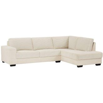Vente-Unique Divano angolare destro in velluto a coste beige MESETA