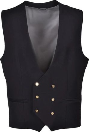 Daniele Alessandrini Tailored Double-Breasted Vest with Deep V-Neckline