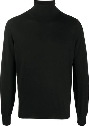 Brunello Cucinelli Zwarte coltrui - Heren - Coltruien - Zwart - L - Wol - Truien & Vesten