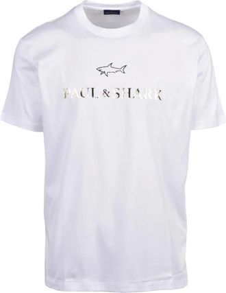 Paul & Shark Tops, Heren, Wit, S, Katoen, T-shirt