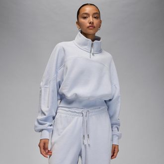 Nike Jordan Womens Jordan Flight Fleece Quarter-Zip Top in Grey | HV0326-057