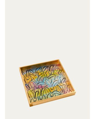 Hunt Slonem Glam Bunny Gold Leaf Serving Tray