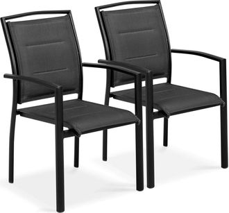 Oviala Lote de 2 sillones de aluminio negros