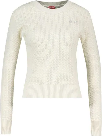 Kenzo Womens Cable-Knit Cotton Sweater White