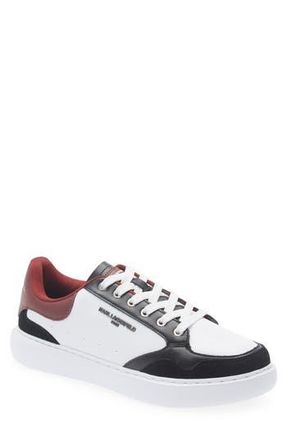 Karl Lagerfeld Leather Low Top Sneaker in White/Red at Nordstrom Rack, Size 10.5