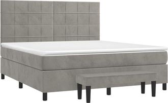 vidaXL Vidaxl - Cama Box Spring Con Colch&oacute;n Terciopelo Gris Claro 160x200 Cm